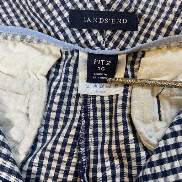 🌷Lands End Fit 2 Navy Blue and White Checkered Gingham Shorts Plus Size 16‎ - Picture 5 of 10